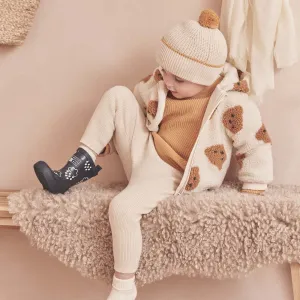 Teddy Bear Jacket & Knitted Leggings Outfit