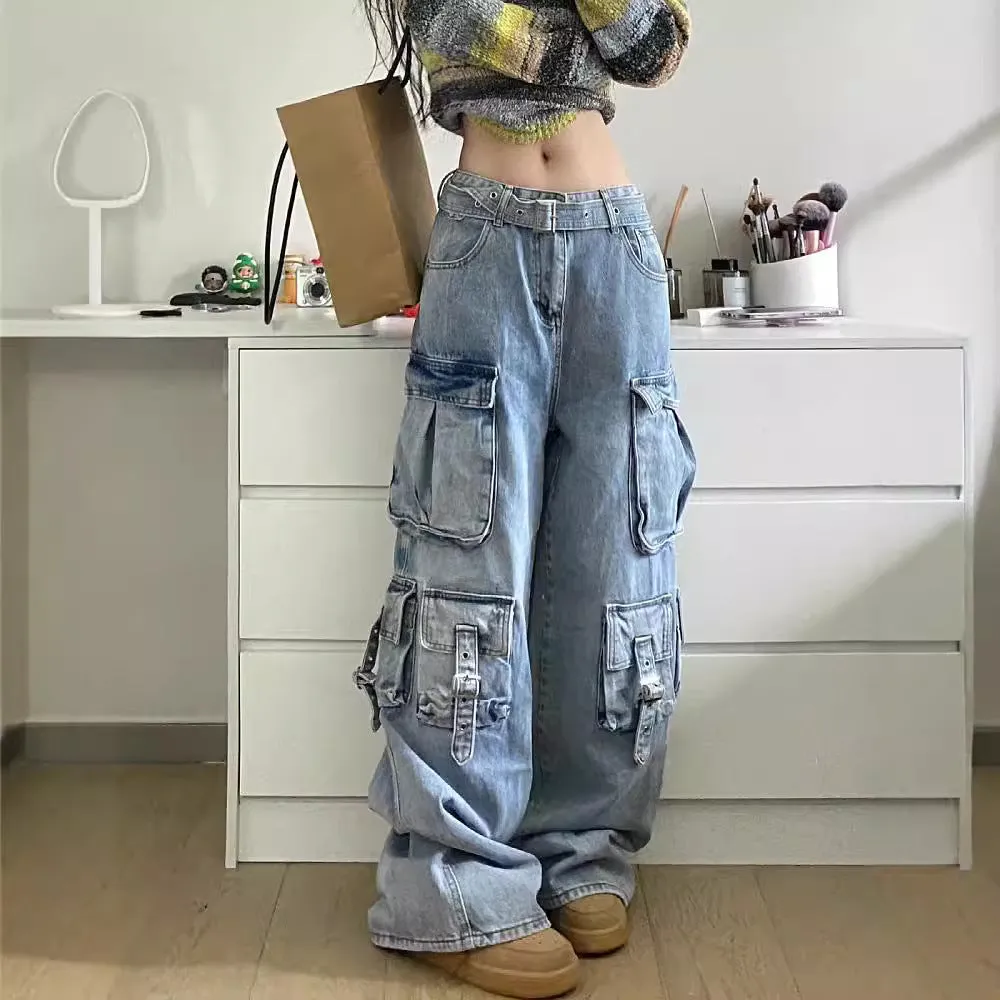 Territory barn jacket outfits American Street Vibe Workwear Wide-Leg Jeans Men's and Women's Multi-Pocket High Waist Loose Drop-down Mop Pants