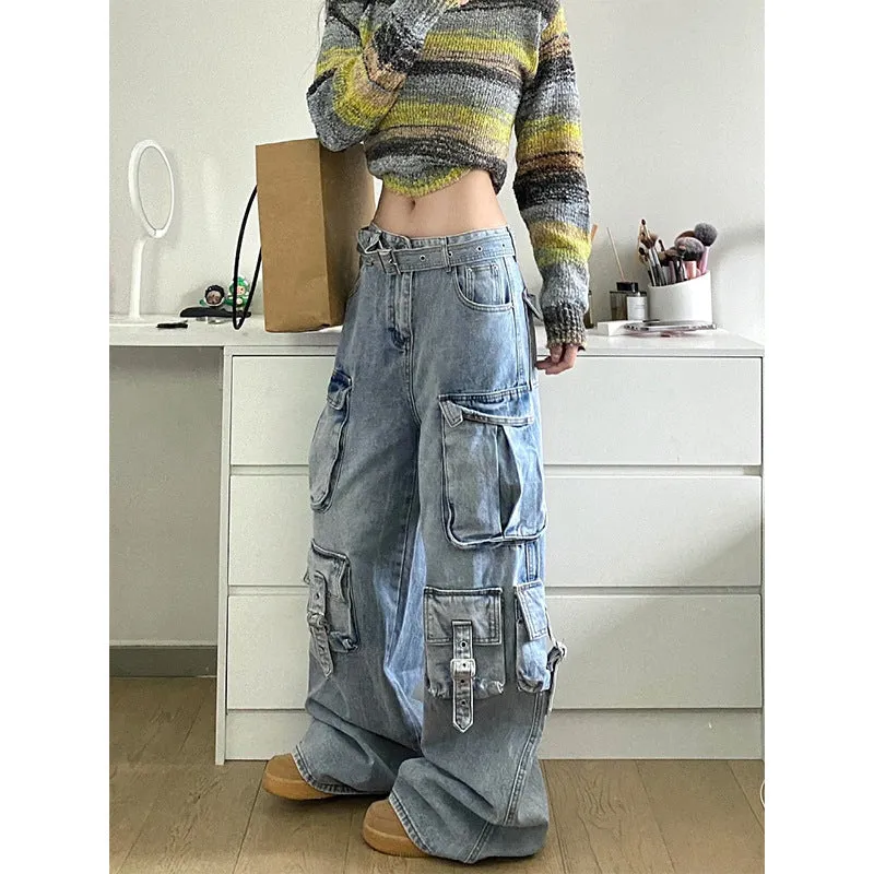 Territory barn jacket outfits American Street Vibe Workwear Wide-Leg Jeans Men's and Women's Multi-Pocket High Waist Loose Drop-down Mop Pants