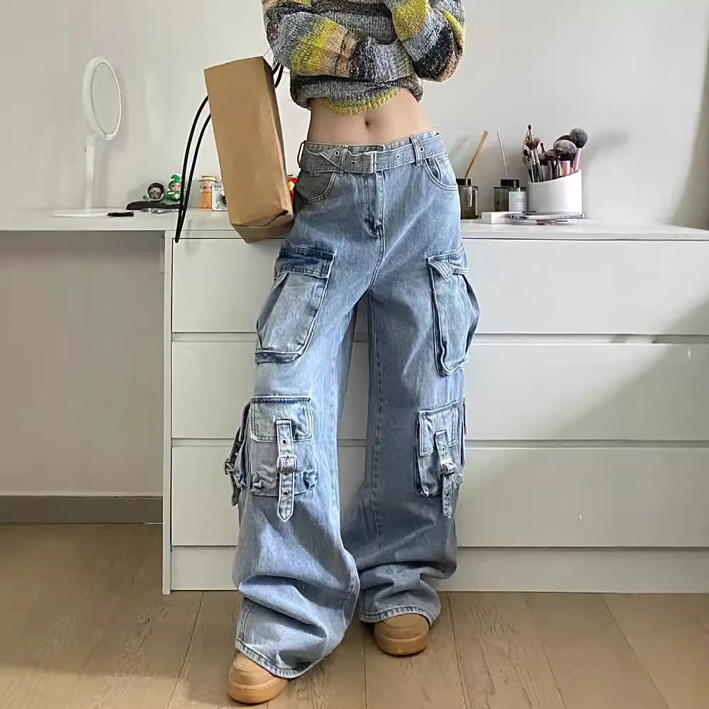 Territory barn jacket outfits American Street Vibe Workwear Wide-Leg Jeans Men's and Women's Multi-Pocket High Waist Loose Drop-down Mop Pants