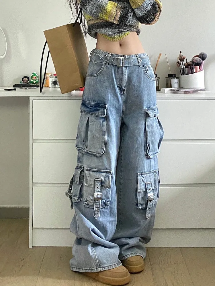 Territory barn jacket outfits American Street Vibe Workwear Wide-Leg Jeans Men's and Women's Multi-Pocket High Waist Loose Drop-down Mop Pants