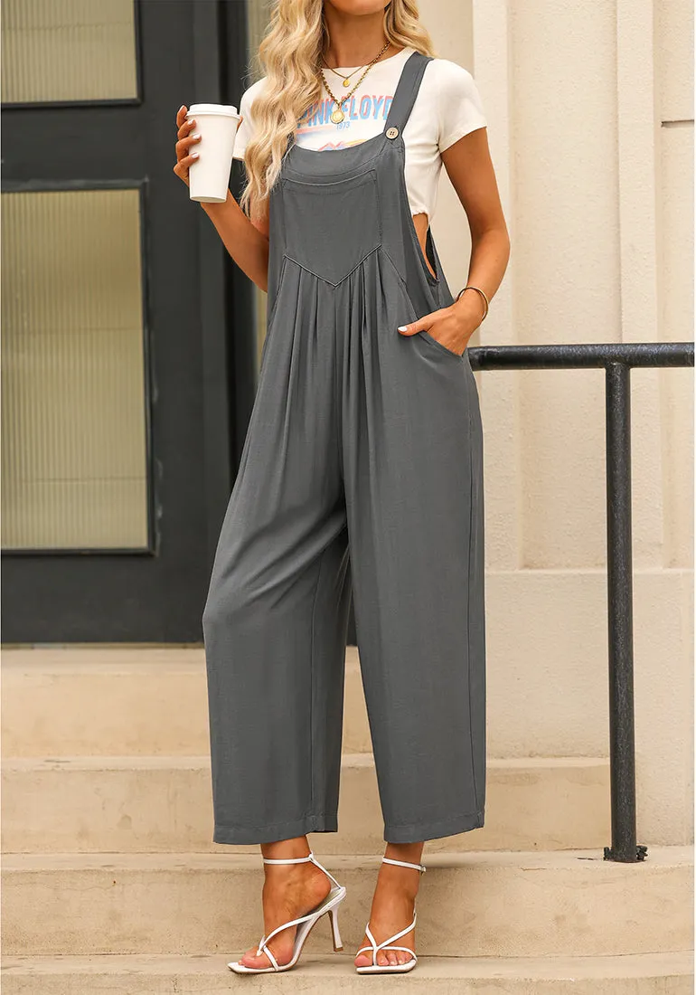 Ultimate Gray Women's Vintage Summer Outfits Loose Wide Leg Overalls