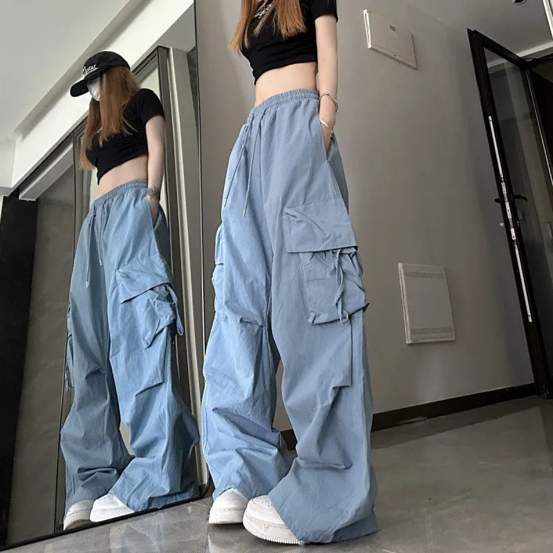 Wenkouban tomboy fits American Retro Slimming Overalls for Women Leg Loose Casual Pants