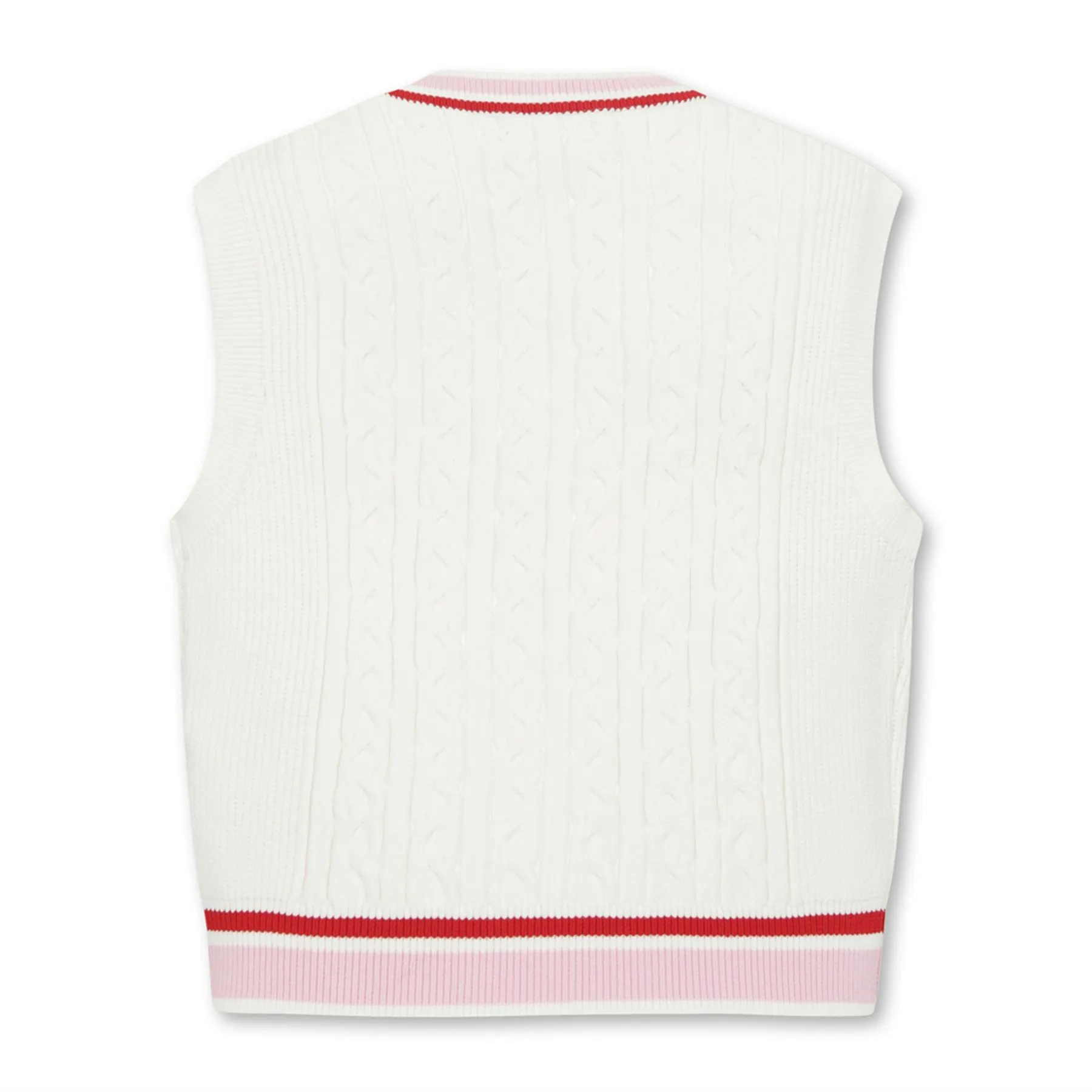 Womens Cable V Neck Knit Vest White - W23