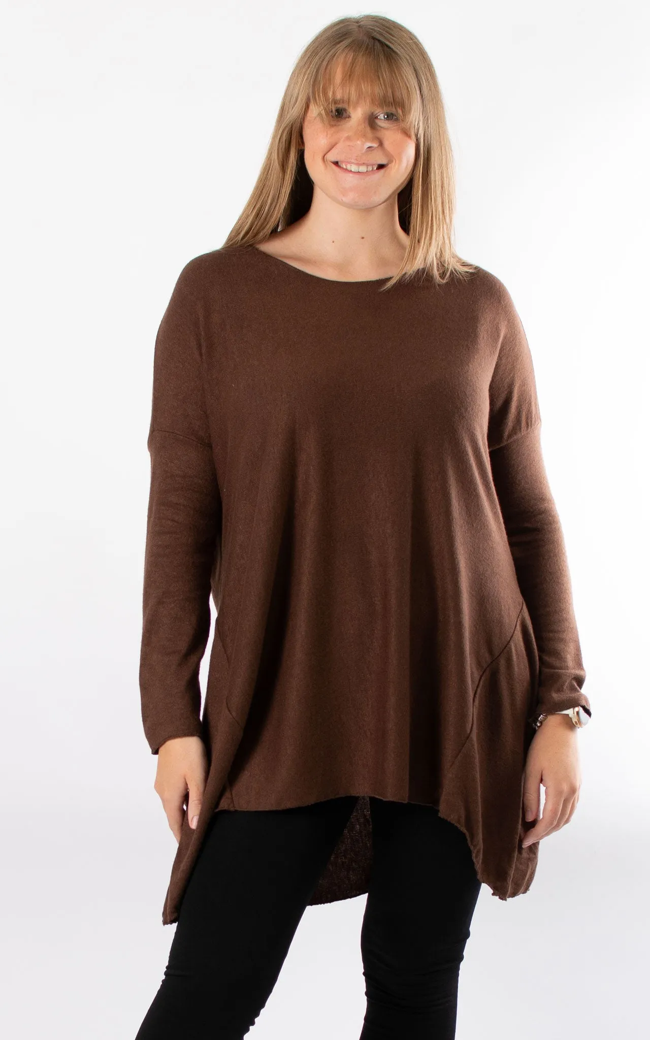 Xanthe Soft Knit Top | Chocolate